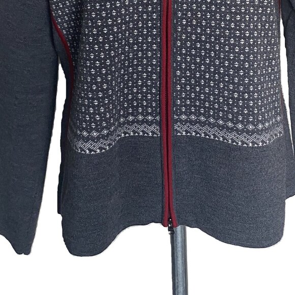 EUC EDDIE BAUER SPORT Gray Merino Wool Sweater Jacket sz L - Picture 3 of 7